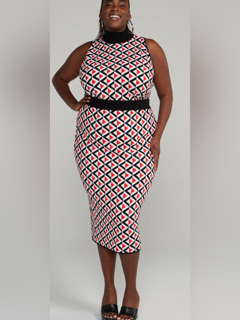 NWT fashion 2 figure Geometric Print Sleeveless knit skirt two piece set size 2X